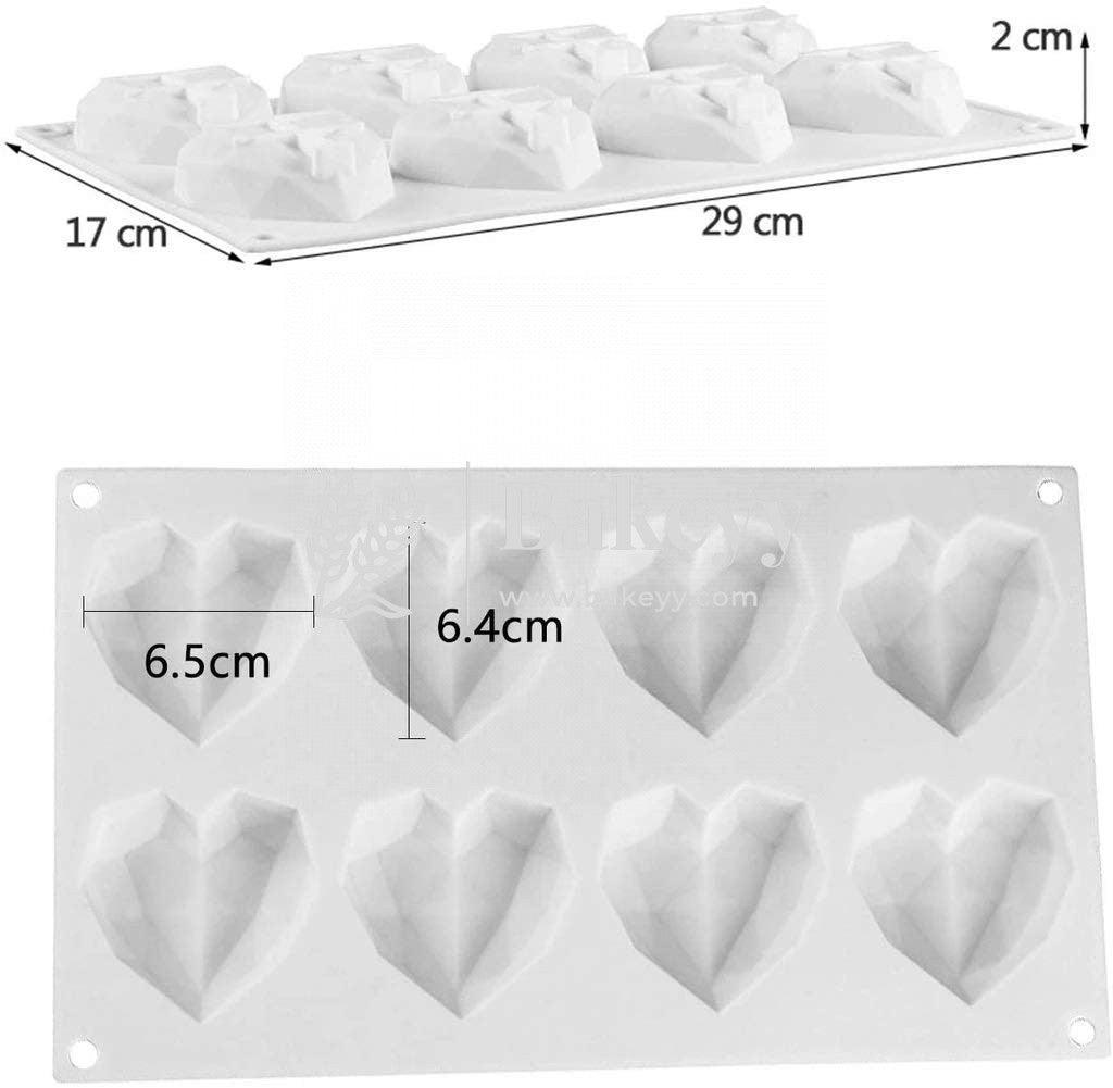 8-Cavity Mini Pinata Diamond Heart Cake Mould | Soap Mould | Flexible Chocolate Mould | Silicone Mould for ice Lattice Tray Chocolate Mould/Mold |Candle Mould - Bakeyy.com - India - 8-Cavity Mini Pinata Diamond Heart Cake Mould | Soap Mould | Flexible Chocolate Mould | Silicone Mould for ice Lattice Tray Chocolate Mould/Mold |Candle Mould - Default Title