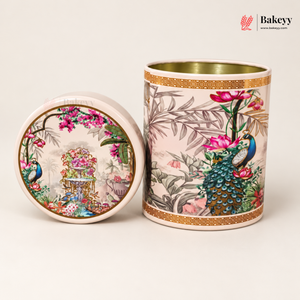 7×10.5 cm | Printed Round Tin Box with Lid | Multiple Designs | Pack of 4