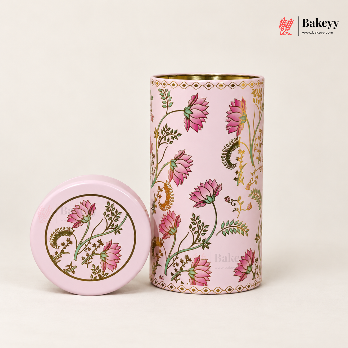 7×15 cm | Printed Round Tin Box with Lid | 2 Designs | Pack of 4