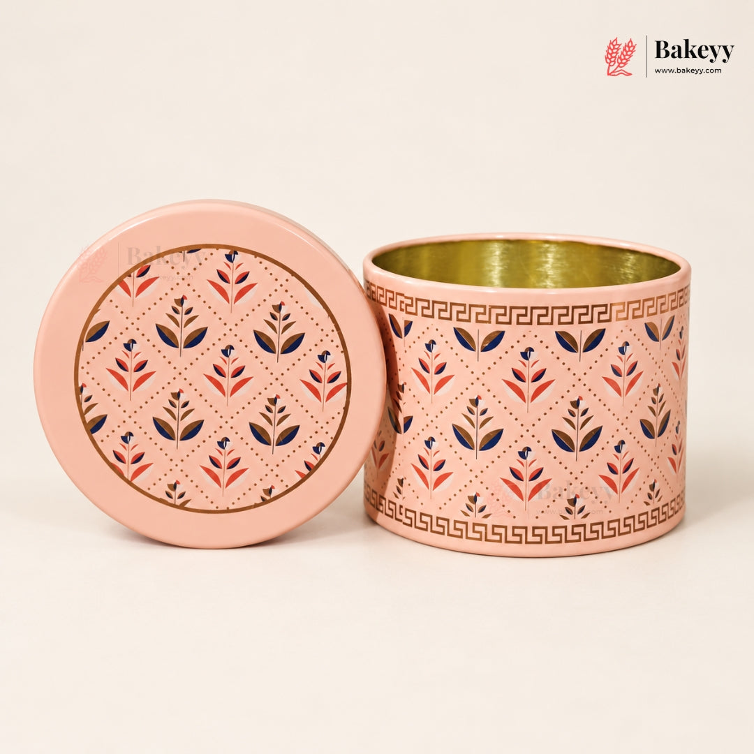 8.5x8cm | Printed Round Tin Box with Lid | 3 Designs | Pack of 4