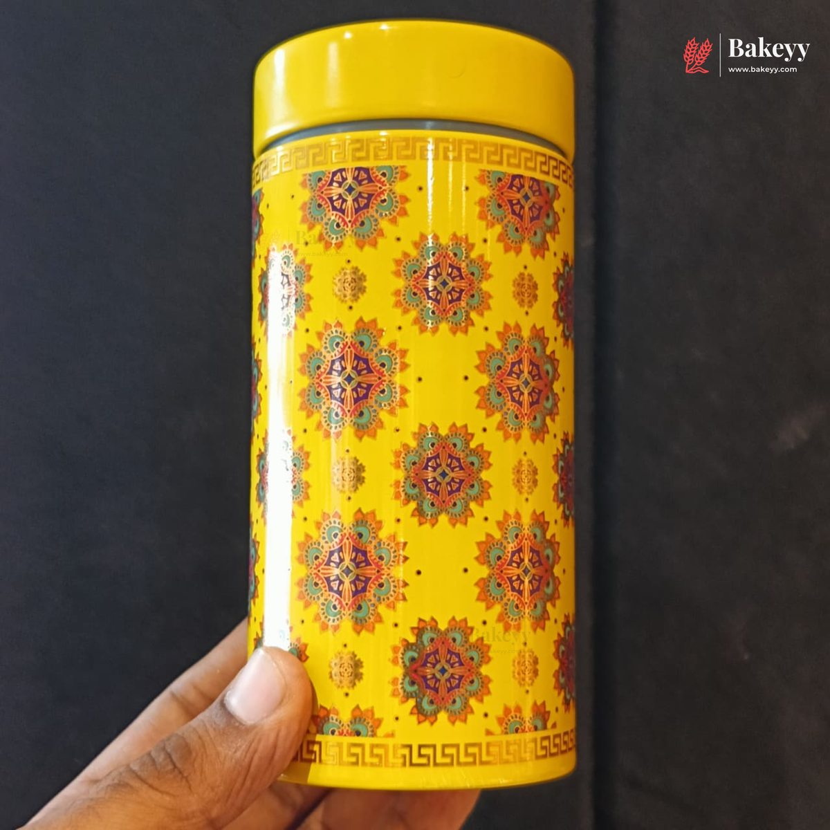 7×15 cm | Printed Round Tin Box with Lid | 2 Designs | Pack of 4