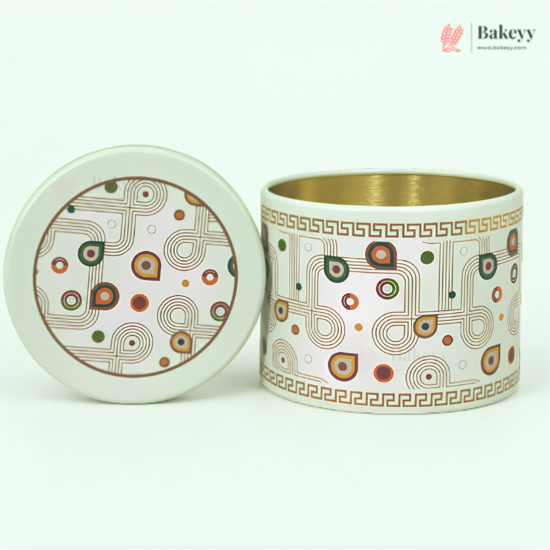 8.5x8cm | Printed Round Tin Box with Lid | 3 Designs | Pack of 4