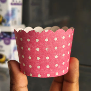 5 Cm | Polka Dot Mix Design | Muffin Cups | Scalloped Paper Design | Pack of 50