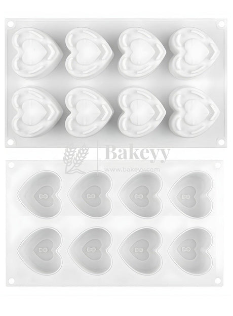 8 Cavity Double Heart with Key Hole Muffin Moulds Entremet Cake Mould Mousse Mould - Bakeyy.com - India - 8 Cavity Double Heart with Key Hole Muffin Moulds Entremet Cake Mould Mousse Mould - Default Title