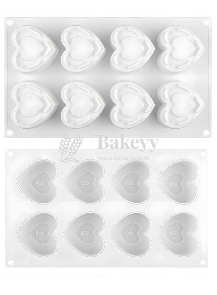 8 Cavity Double Heart with Key Hole Muffin Moulds Entremet Cake Mould Mousse Mould - Bakeyy.com