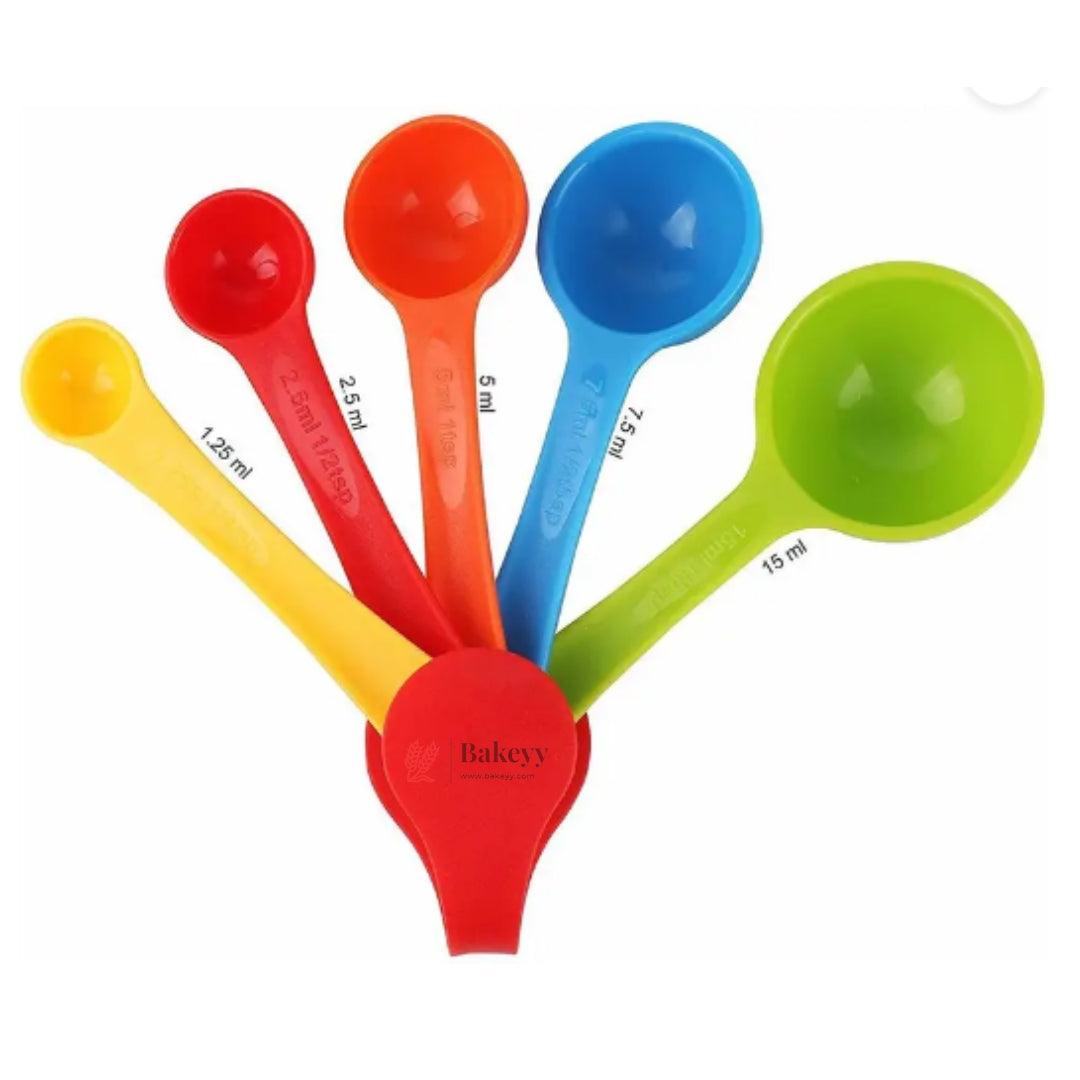 Colorful Measuring Spoon Set Of 5| Bright and Durable Kitchen Essential - Bakeyy.com - India - Colorful Measuring Spoon Set Of 5| Bright and Durable Kitchen Essential - Default Title