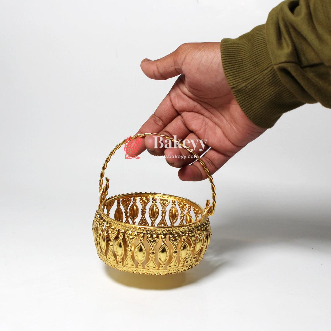 4 inch| Gold Plated Decorative Baskets For Gifts - Gift Baskets For Dry Fruits ,Gift Hampers, Return Gift for wedding, Anniversary, Birthday, house warming - Bakeyy.com - India - 4 inch| Gold Plated Decorative Baskets For Gifts - Gift Baskets For Dry Fruits ,Gift Hampers, Return Gift for wedding, Anniversary, Birthday, house warming - Default Title