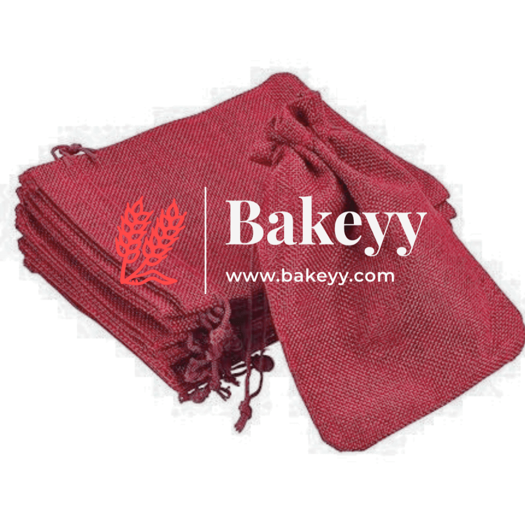 Maroon Jute Potli Bag | Gift Return Gifts Bags | Drawstring Bags | (Pack of 10) - Bakeyy.com - India - Maroon Jute Potli Bag | Gift Return Gifts Bags | Drawstring Bags | (Pack of 10) - 10 X 14 CM