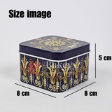 8x8x5cm| Matka Tin | Square Shaped Decorative Boxes | Pack Of 6 | Different Designs| Candle Tin Box |