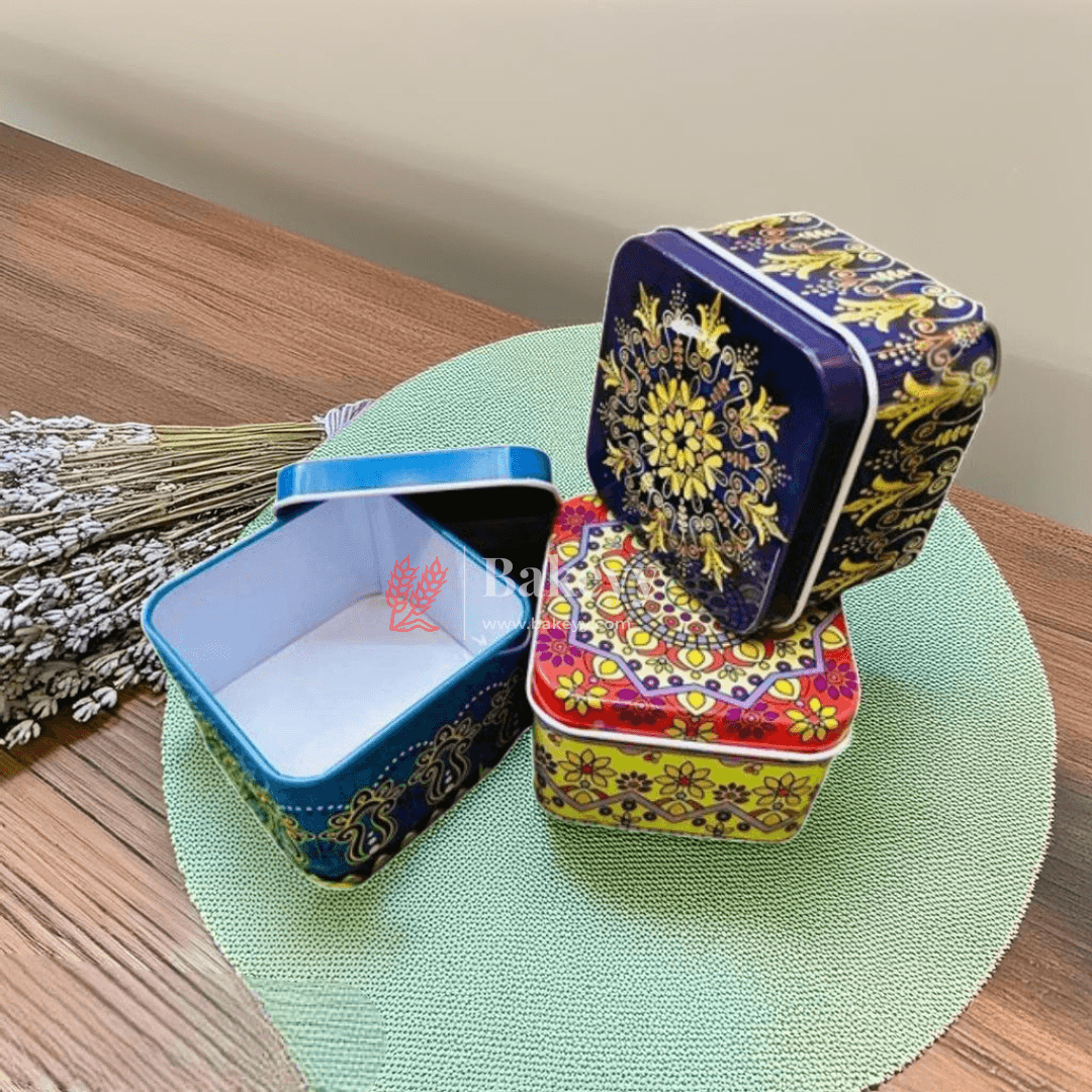 Square Mandala Print Tin Box | Mandala Print | Tin Box