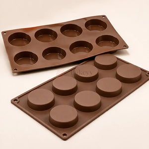 8CavityRoundDiscSiliconeChocolateMould - Bakeyy.com