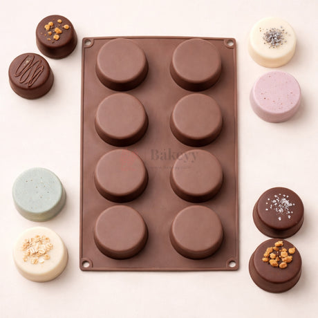 8 Cavity Round Disc Silicone Chocolate Mould | Pack of 1