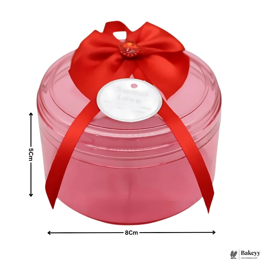 Round Red Empty Decorative Acrylic Box | Gift Box | Chocolate Box | Sweet Box | Jewellery Box | Plastic Box | Pack of 12