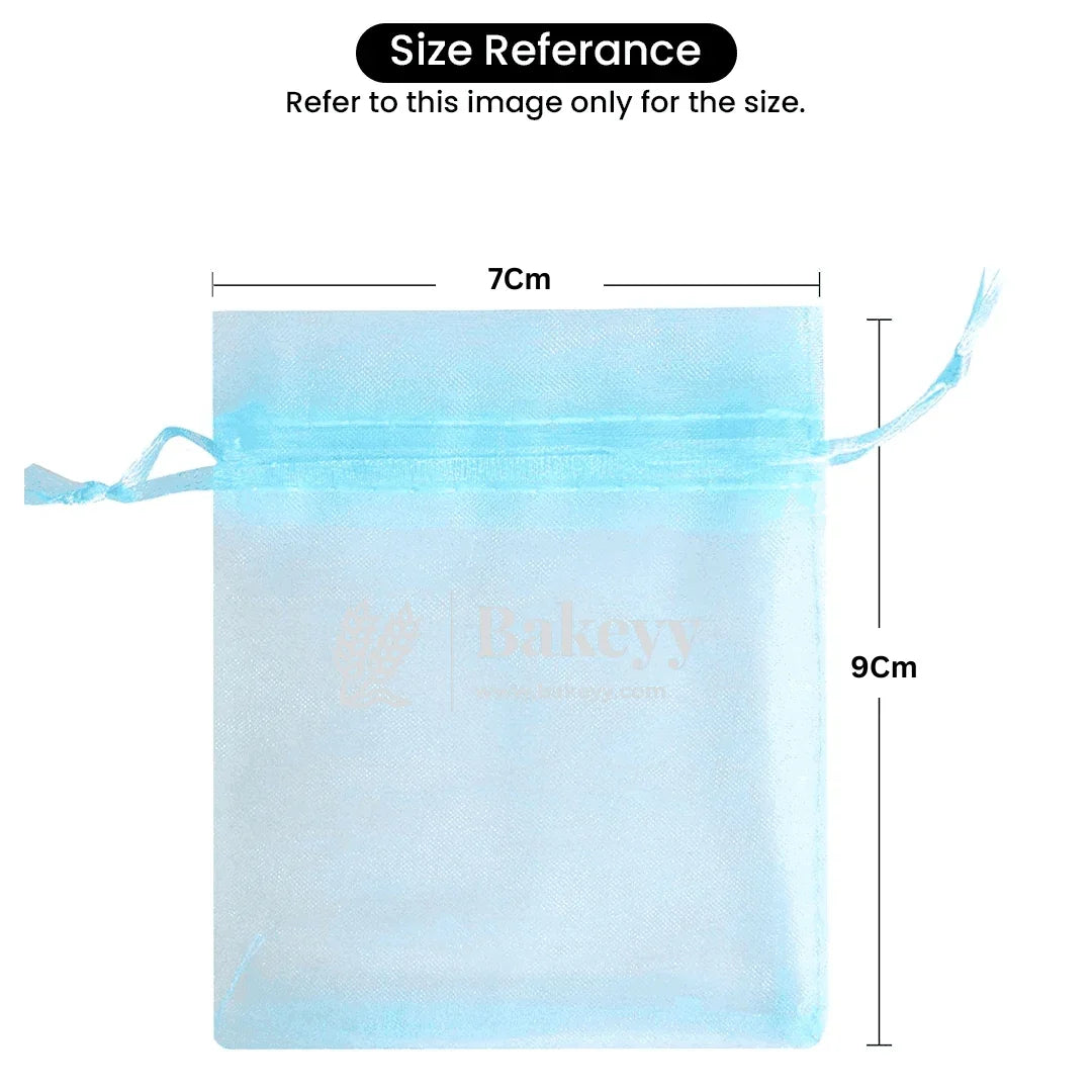 7x9Cm |Sky Blue Organza Potli Bags | Pack of 99