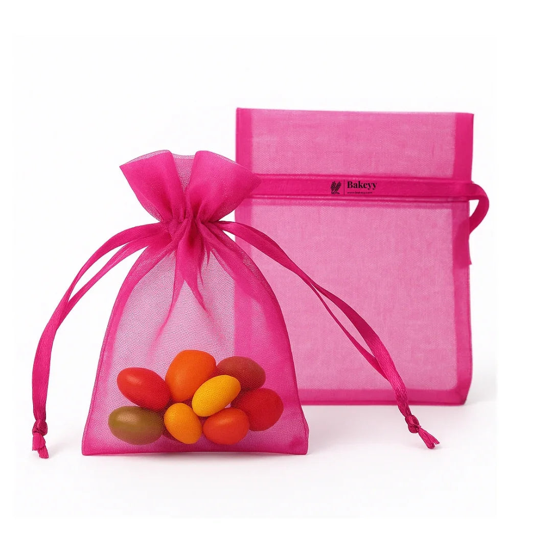 7x9Cm |Dark Pink Organza Potli Bags | Pack of 99