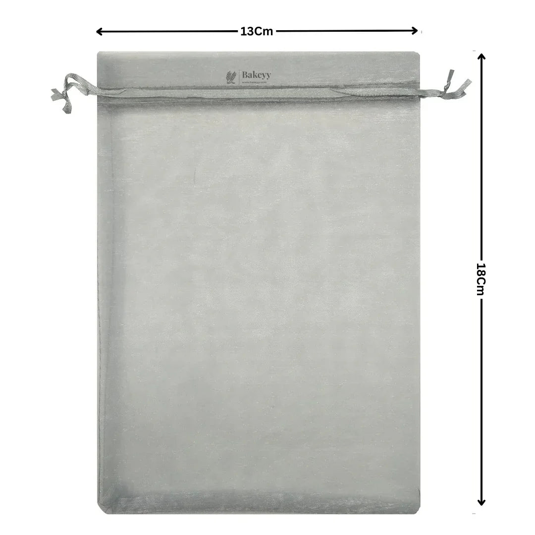 13x18 CM | Organza Potli Bags | Grey Colour | Candy Bag| Pack of 99