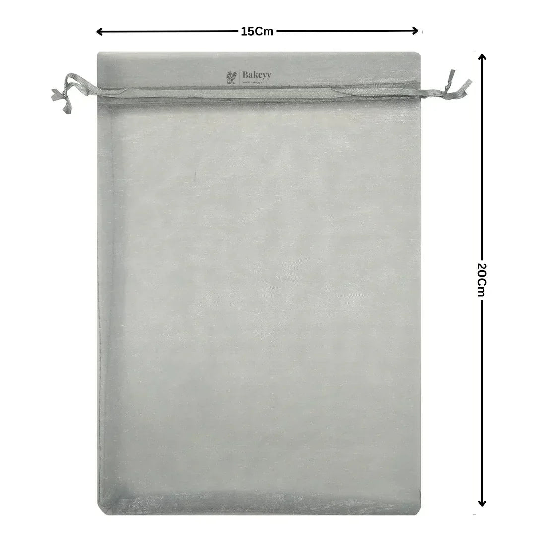 15x20 CM | Organza Potli Bags | Grey Colour | Pack of 50