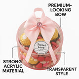 Round Pink Empty Decorative Acrylic Box | Gift Box | Chocolate Box | Sweet Box | Jewellery Box | Plastic Box | Pack of 12