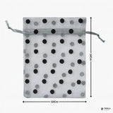 10x14 CM | Grey Polka Dot Organza Potli Bags | Pack of 100
