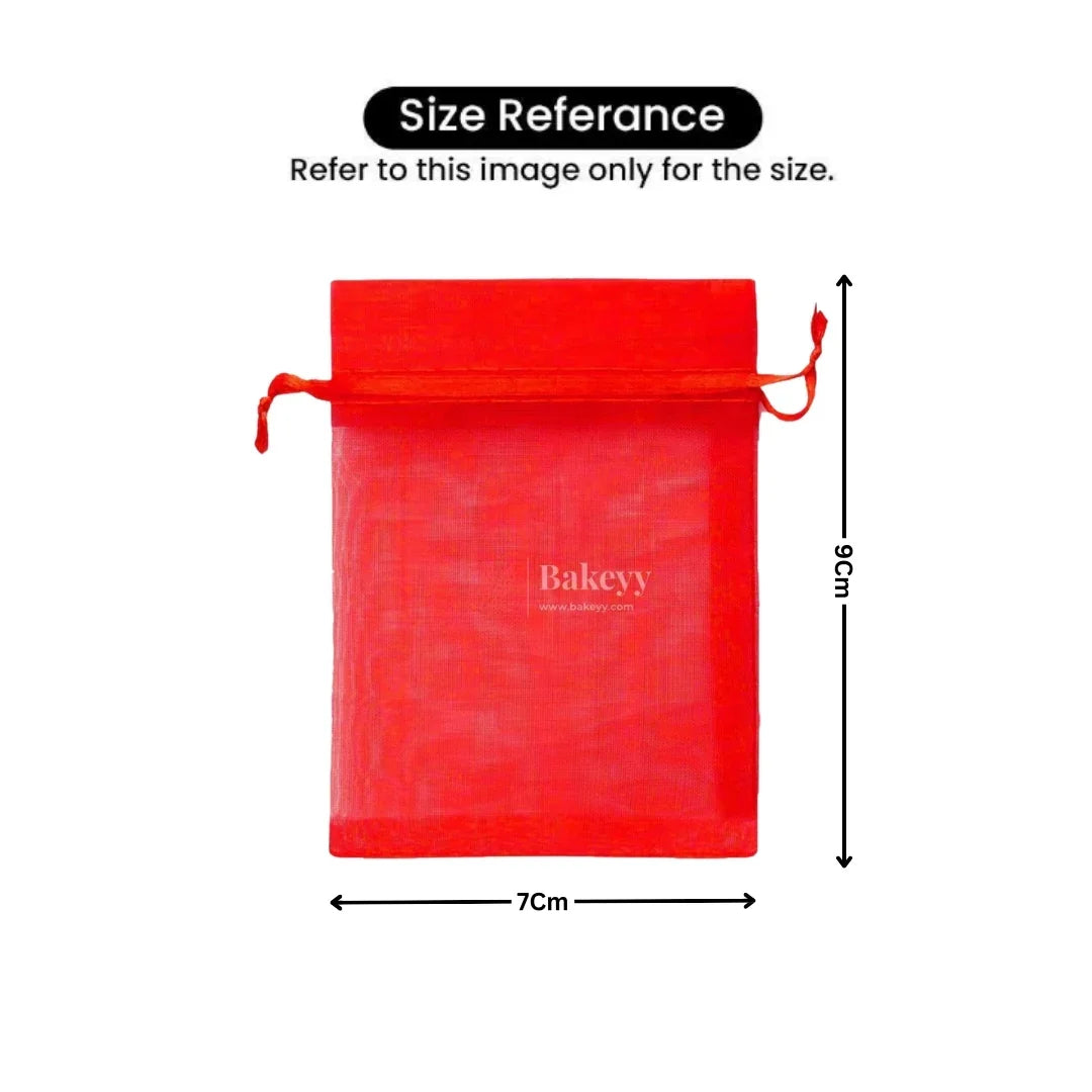 7x9Cm | Organza Potli Bags | Red Colour Candy Bag| Pack of 99