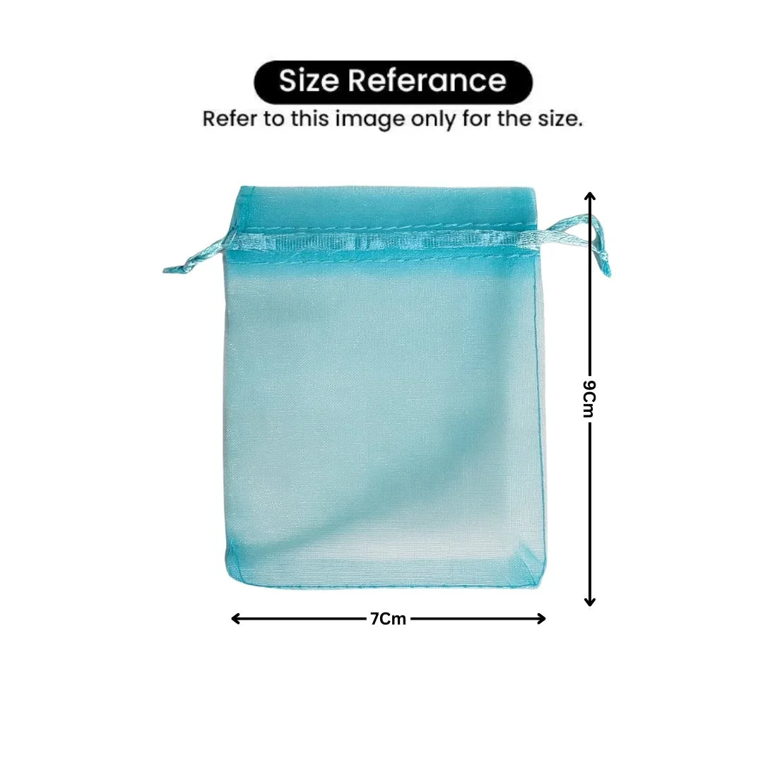 7x9Cm | Bright Blue Organza Potli Bags | Pack of 99