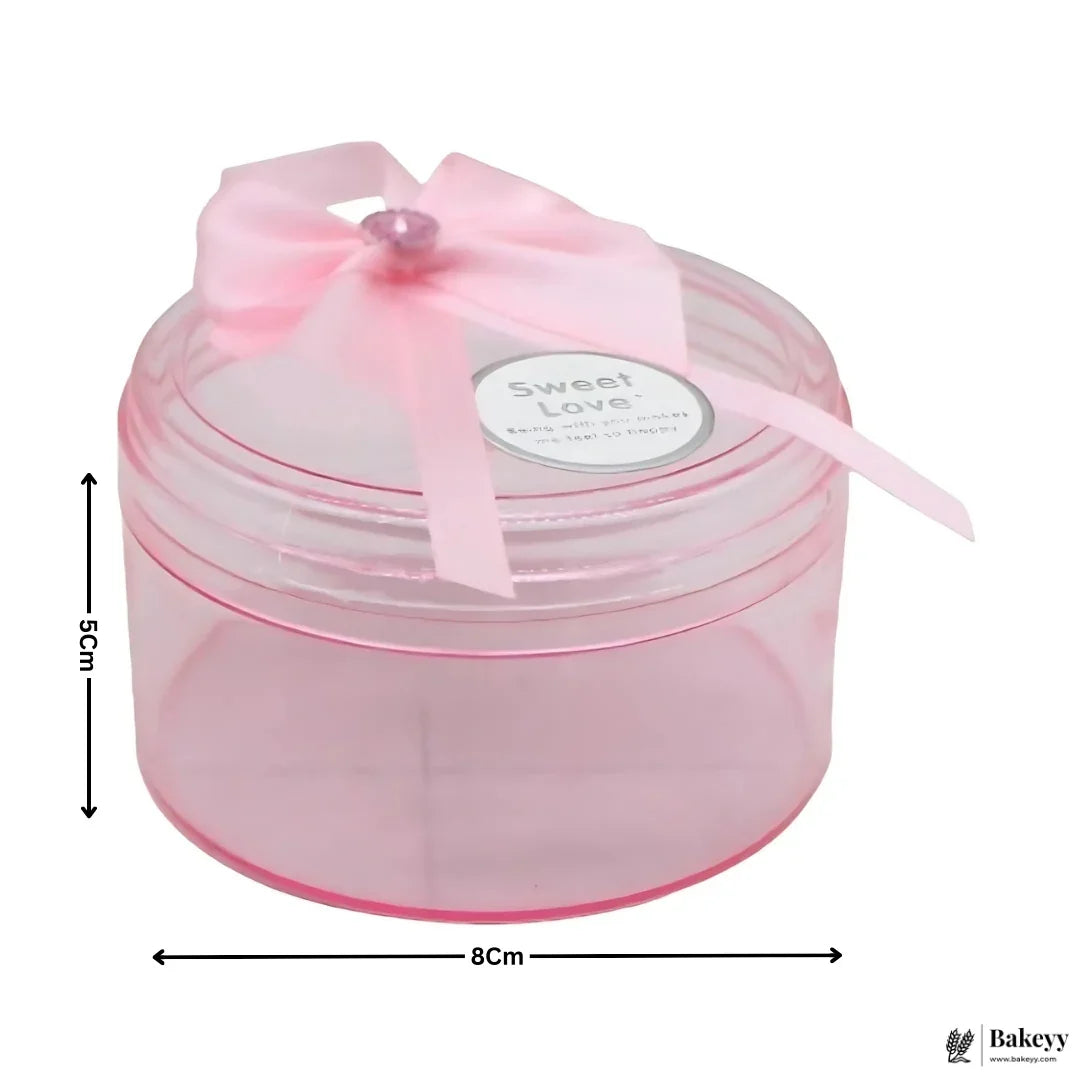 Round Pink Empty Decorative Acrylic Box | Gift Box | Chocolate Box | Sweet Box | Jewellery Box | Plastic Box | Pack of 12