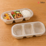 Sugarcane Bagasse 3 Compartment Food Tray with Clear Lid | Pack of 50