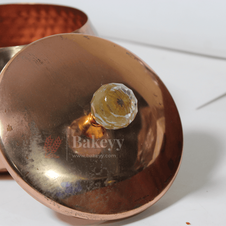 Copper Storage Jar with Crystal Knob - Bakeyy.com - India - Copper Storage Jar with Crystal Knob - Default Title