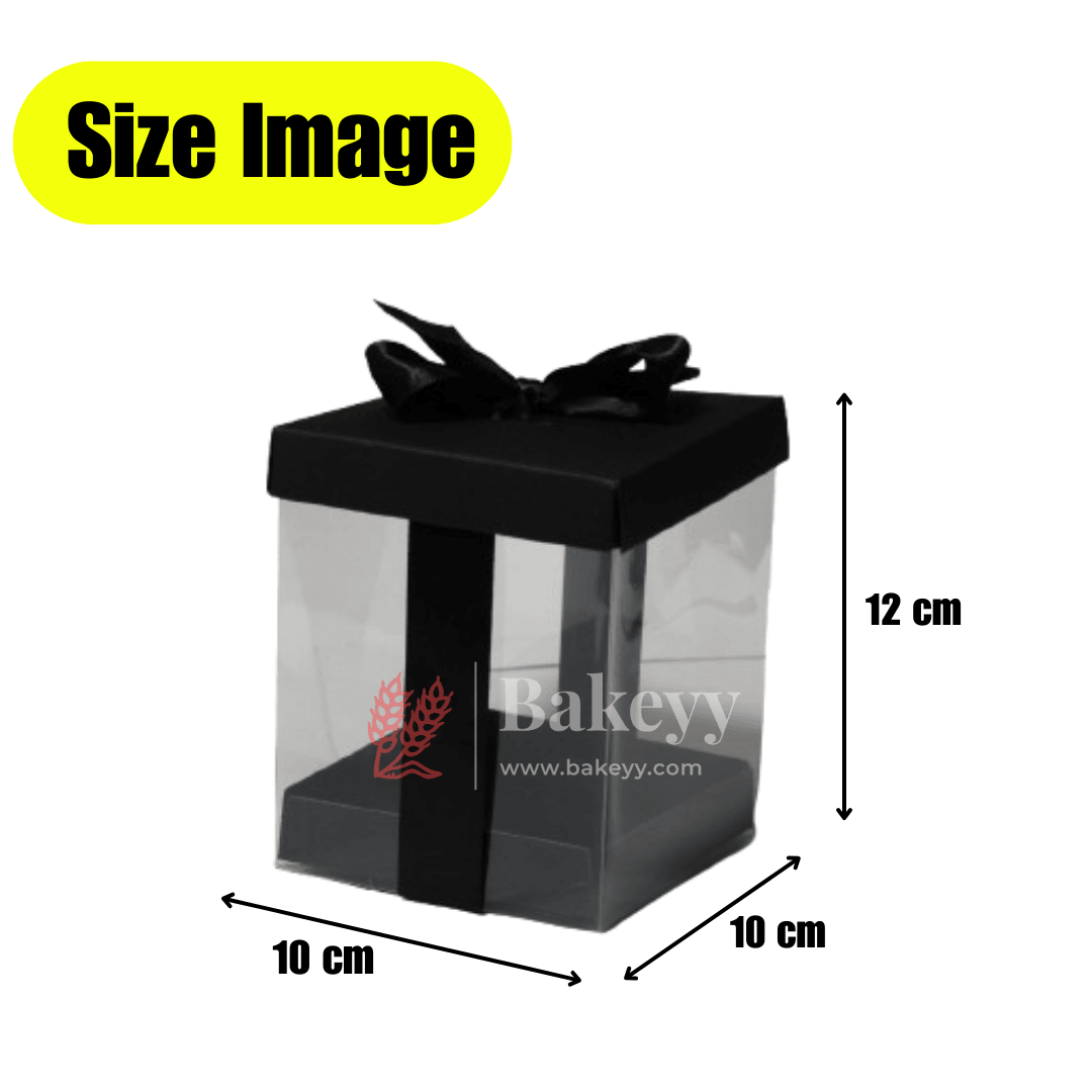 PVC Transparent Gift Box with Black Ribbon || Pack of 10 || Elegant Packaging Solution for Special Occasions || - Bakeyy.com - India - PVC Transparent Gift Box with Black Ribbon || Pack of 10 || Elegant Packaging Solution for Special Occasions || - Medium