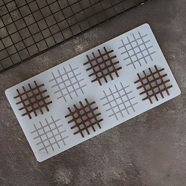 8 Grid Texture Square Silicone Mould | Crosshatch Pattern Design | Pack of 1