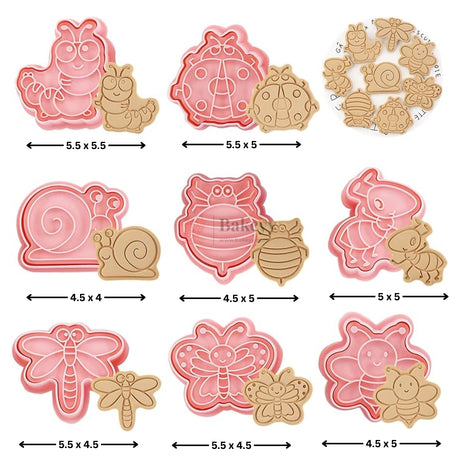 8 Piece Insects and Bugs Cookie Cutters, Children's 3D Fondant Biscuit Cutters| Pack of 1