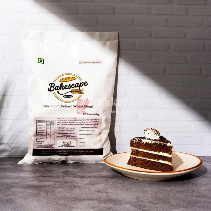 Bakescape Premium Cake Flour(Refined Wheat Flour) (1 kg) | Unbleached, Low Protein | Perfect for Waffles, Cinnamon Rolls & Fluffy Cakes - Bakeyy.com