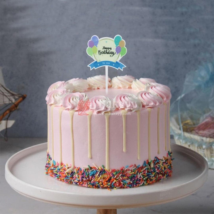 Balloon Happy Birthday Cake Topper - Bakeyy.com