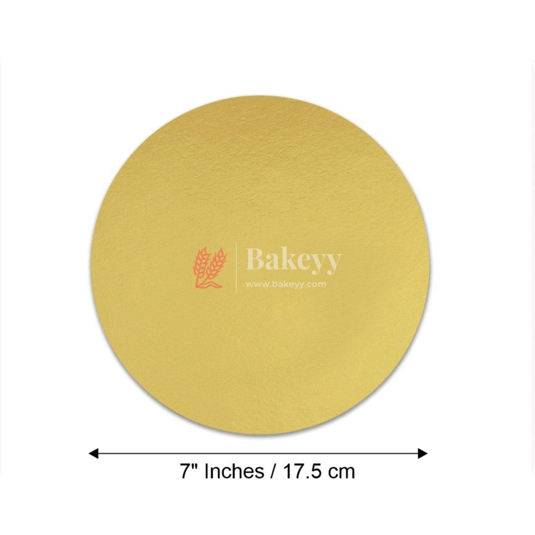 Round Gold Cake Base | Cake Board - Bakeyy.com - India - Round Gold Cake Base | Cake Board - 7 Inches / Pack 25