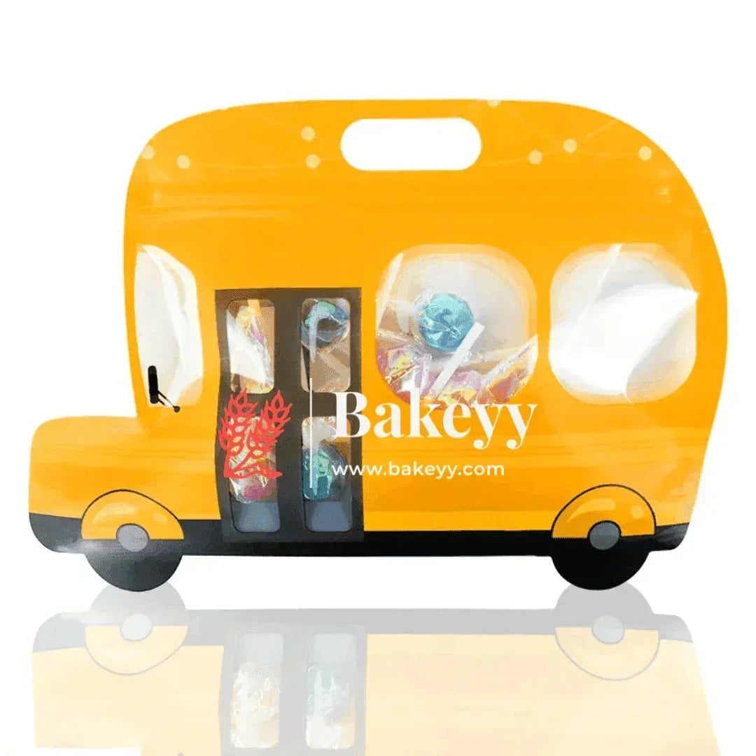 Assorted Bus Shape Zip Lock Bags | Bus Shape Bags For Kids | Pack of 50 | - Bakeyy.com - India - Assorted Bus Shape Zip Lock Bags | Bus Shape Bags For Kids | Pack of 50 | - Yellow