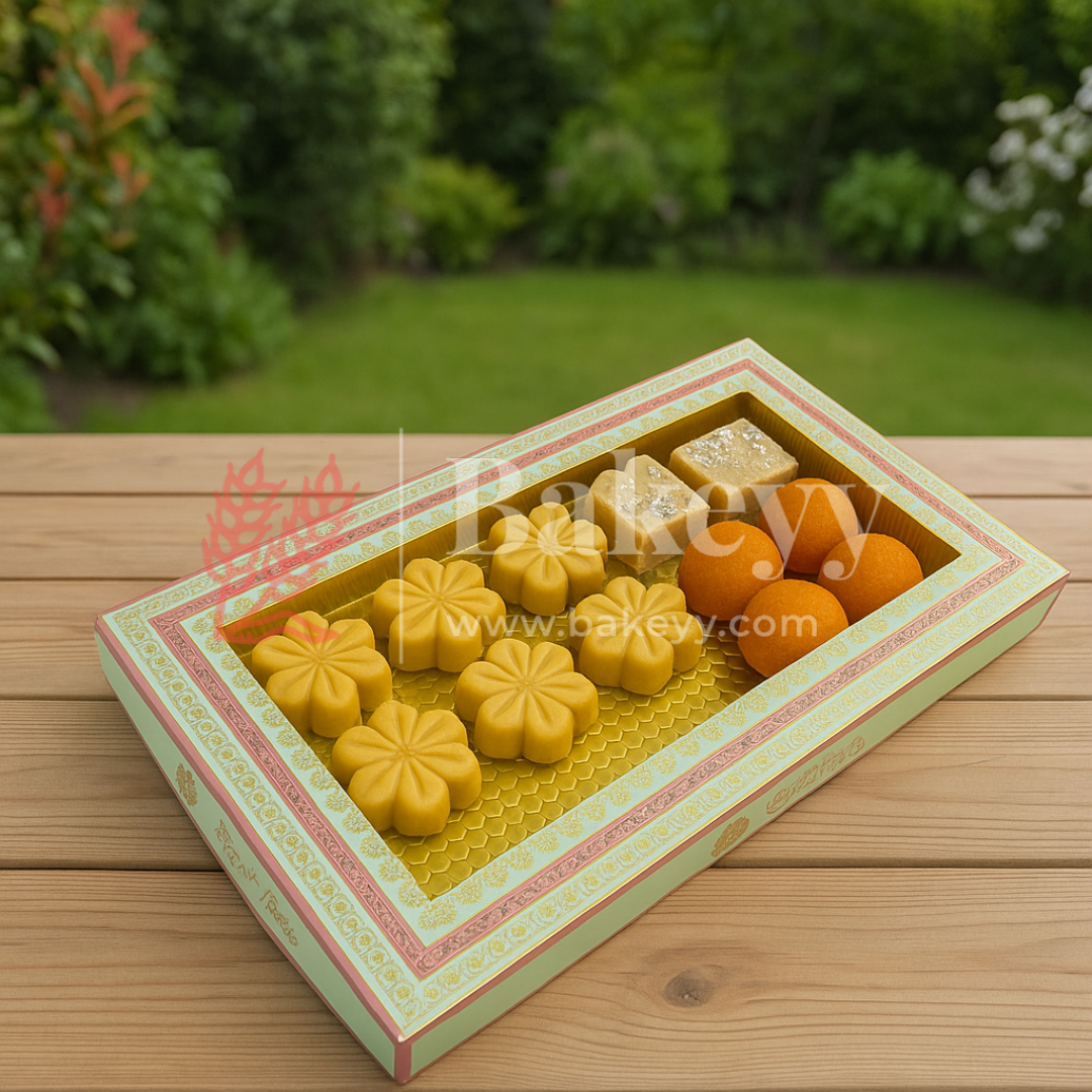 Half Kg Sweet Box | Transparent Sweet box with Golden tray | Pack of 10