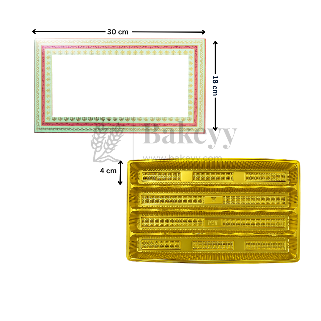 One Kg Sweet Box | Transparent Sweet box with Golden tray | Pack of 10