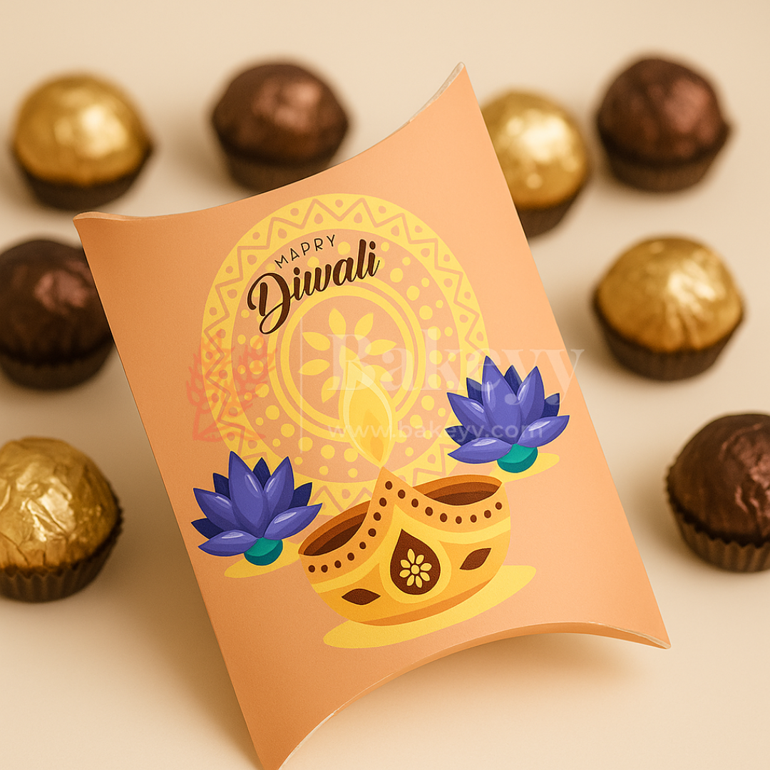 14x11 cm | Premium Diwali Pillow chocolate box | Pack of 10
