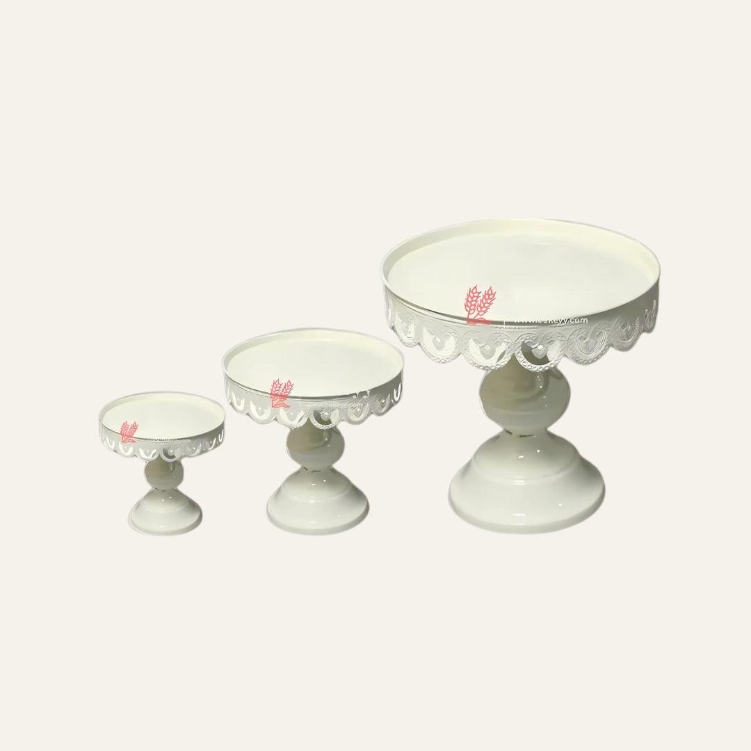 Elegant Ivory Cake Stand With Decorative Trim | Perfect For Celebrations - Bakeyy.com - India - Elegant Ivory Cake Stand With Decorative Trim | Perfect For Celebrations - Small