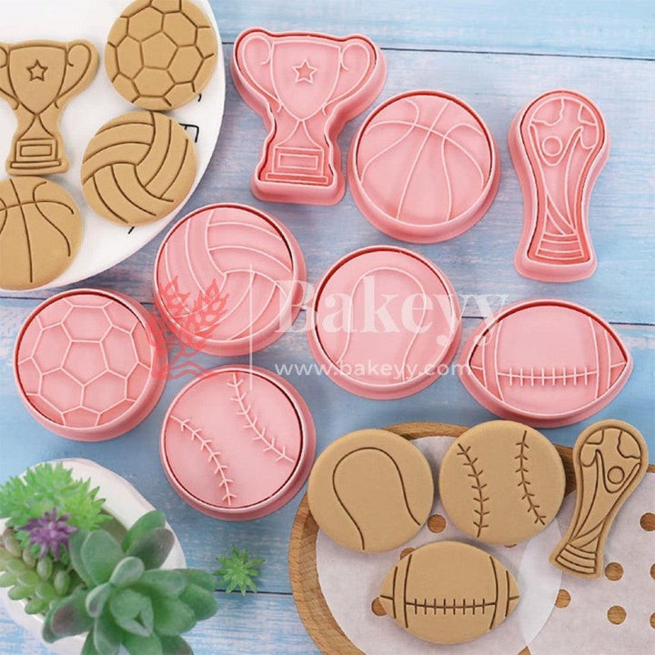 8Pcs Biscuit Mould, Non-stick Multi-purpose DIY Cartoon Biscuit Baking Mould, BPA Free, Football Rugby Cookie Template, Kitchen Tools Pink - Bakeyy.com