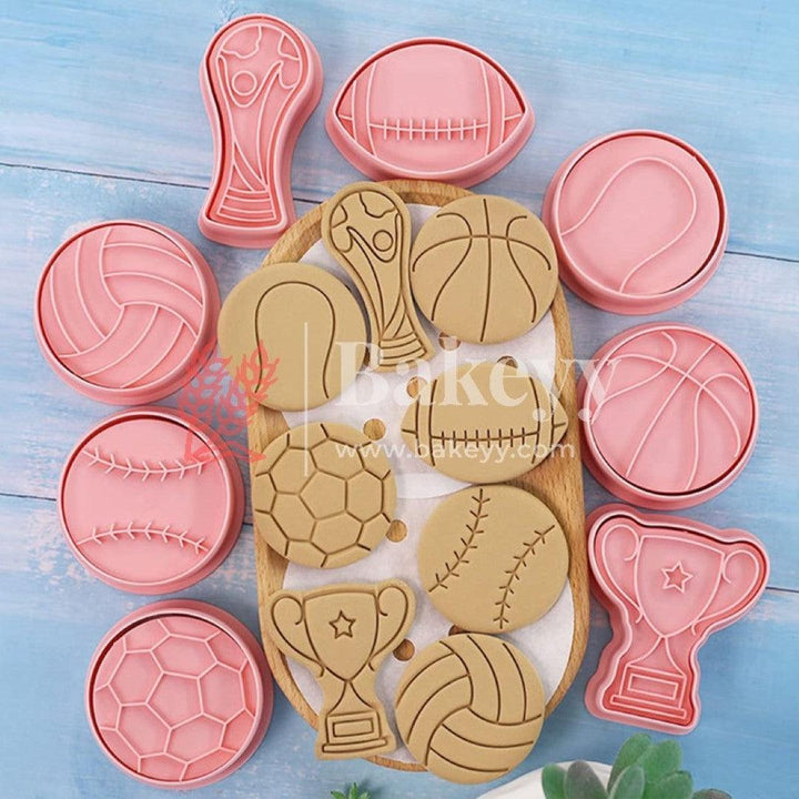 8Pcs Biscuit Mould, Non-stick Multi-purpose DIY Cartoon Biscuit Baking Mould, BPA Free, Football Rugby Cookie Template, Kitchen Tools Pink - Bakeyy.com