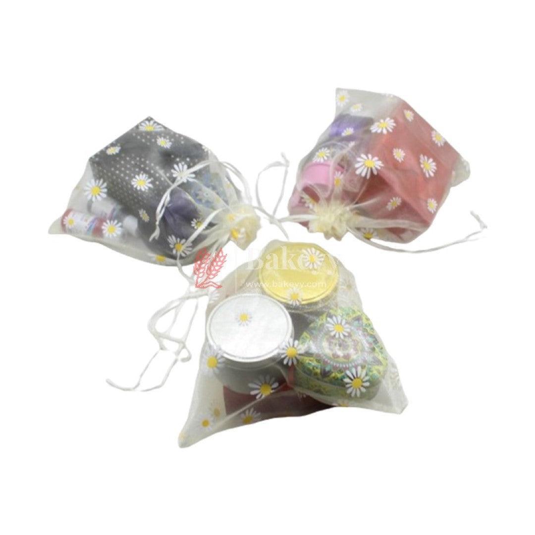 20x25 CM | Floral Designs Organza Potli Bags | Pack of 50 | Cream Color | Candy Bag - Bakeyy.com - India - 20x25 CM | Floral Designs Organza Potli Bags | Pack of 50 | Cream Color | Candy Bag - Default Title