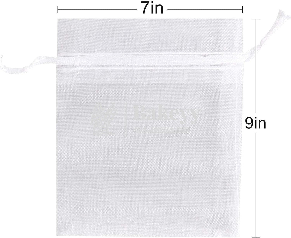 20x25 CM | Organza Potli Bags |White Colour | Candy Bag - Bakeyy.com - India - 20x25 CM | Organza Potli Bags |White Colour | Candy Bag - Pack Of 50 / 5303 / White