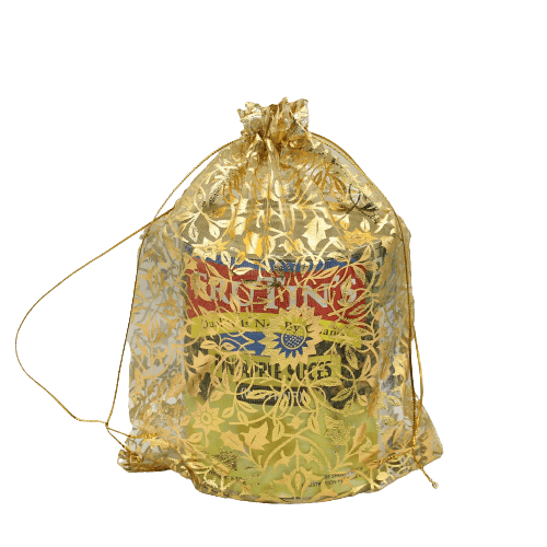 8x10 Inch | Printed Organza Potli Bags | Pack of 40 | Gold Colour | Candy Bag - Bakeyy.com