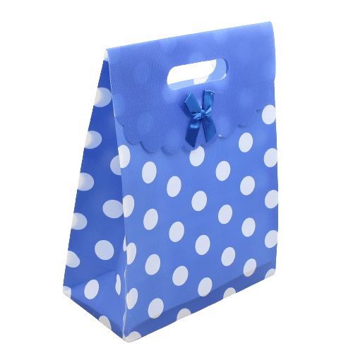 8x12 Inch Pvc Bag Polka Dot With Bow | Large | Blue Colour | Pack of 10 - Bakeyy.com