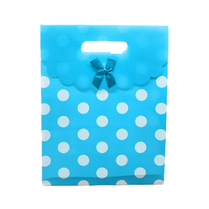 8x12 Inch Pvc Bag Polka Dot With Bow | Large | Sky Blue Colour | Pack of 10 - Bakeyy.com