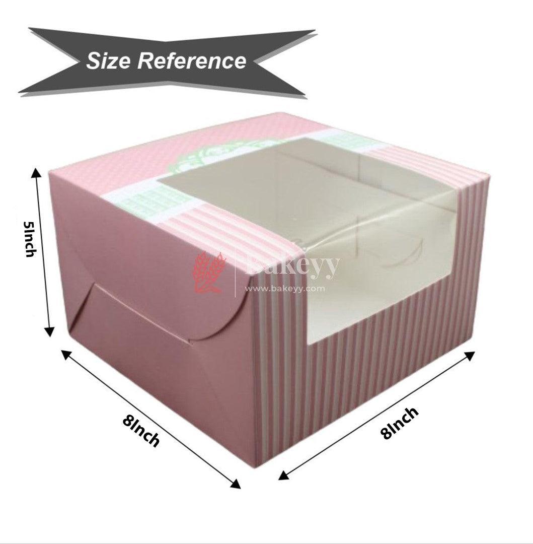 8x8x5 inch Printed Cake Box With Window | Birthday Cake boxes | Pack Of 50 | - Bakeyy.com - India - 8x8x5 inch Printed Cake Box With Window | Birthday Cake boxes | Pack Of 50 | - Default Title