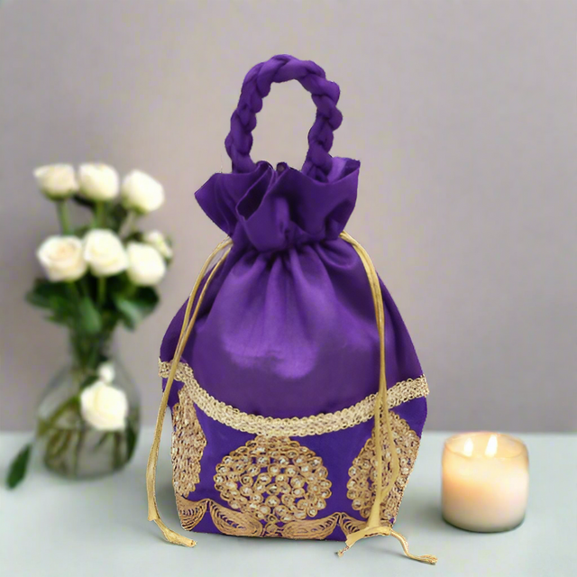 20x24 CM Design Potli Bag | Purple Colour | Pack Of 10 - Bakeyy.com - India - 20x24 CM Design Potli Bag | Purple Colour | Pack Of 10 - Default Title