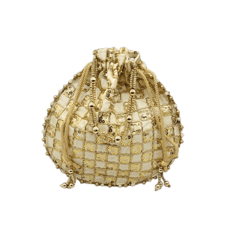 20x24 CM Fancy Potli Bag Return Gifts For Ladies | Gold Colour - Bakeyy.com - India - 20x24 CM Fancy Potli Bag Return Gifts For Ladies | Gold Colour - Default Title