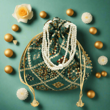 20x24 CM Fancy Potli Bag Return Gifts For Ladies | Multicolour With Green Colour - Bakeyy.com - India - 20x24 CM Fancy Potli Bag Return Gifts For Ladies | Multicolour With Green Colour - Default Title